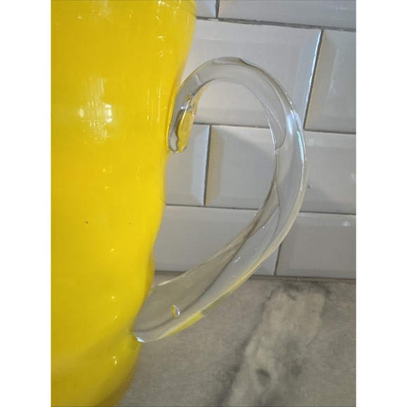Dansk Rio 60 oz Wavy Handblown Glass Pitcher Bright Yellow NEW - Picture 3 of 9